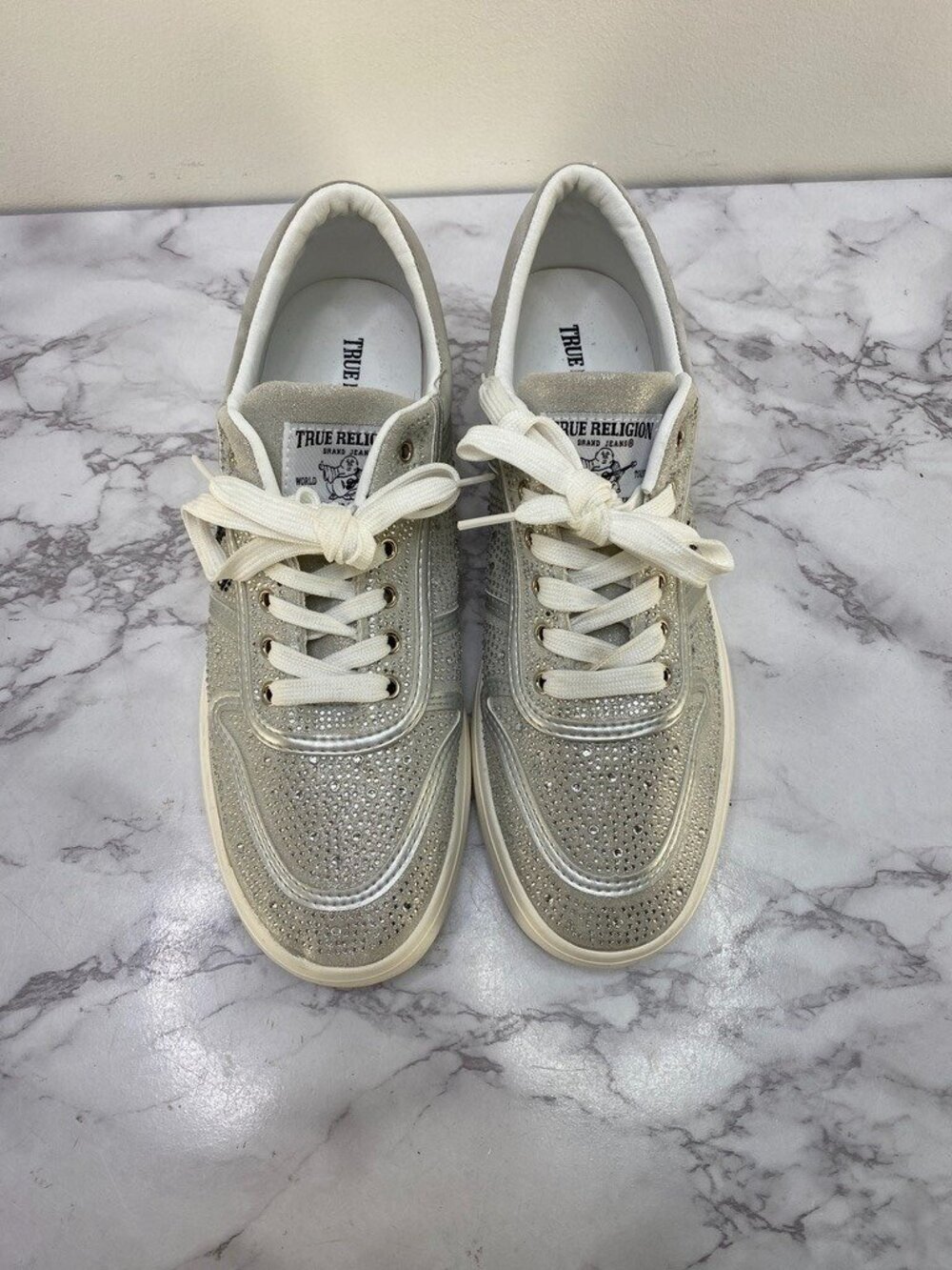 True Religion Esperanza Women's Rhineston Silver Sneaker SZ 10 - Picture 4 of 11